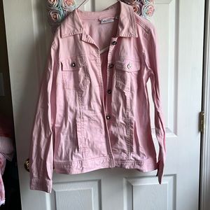 Denim and company soft pink denim jacket with bling buttons